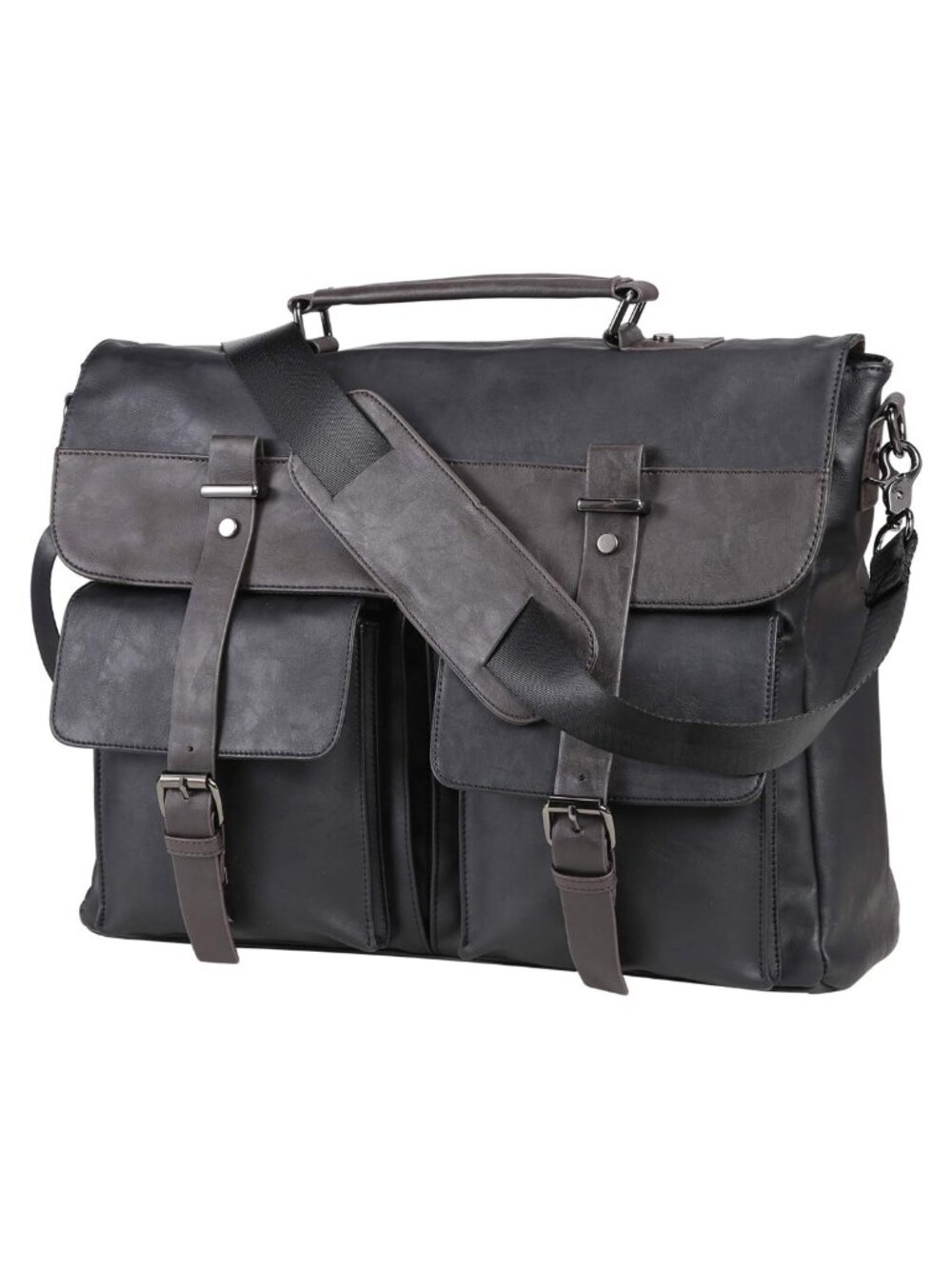 Men's PU Leather Laptop Messenger Bag 15.6 Inch Vintage Satchel